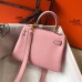 Hermes Pink Clemence Kelly 20cm GHW Bag