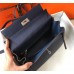 Hermes Navy Blue Clemence Kelly 28cm Bag