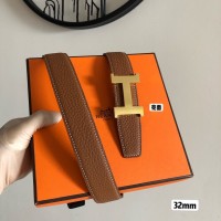 Hermes Brown & Black Clemence 32MM Kits Belt Constance Buckle